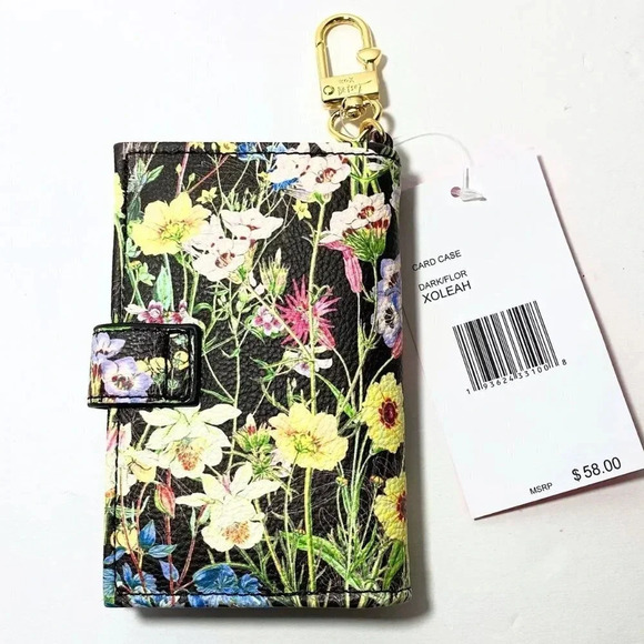 Betsey Johnson Dark Floral Card Case Wallet Bag Charm NWT - Picture 5 of 8